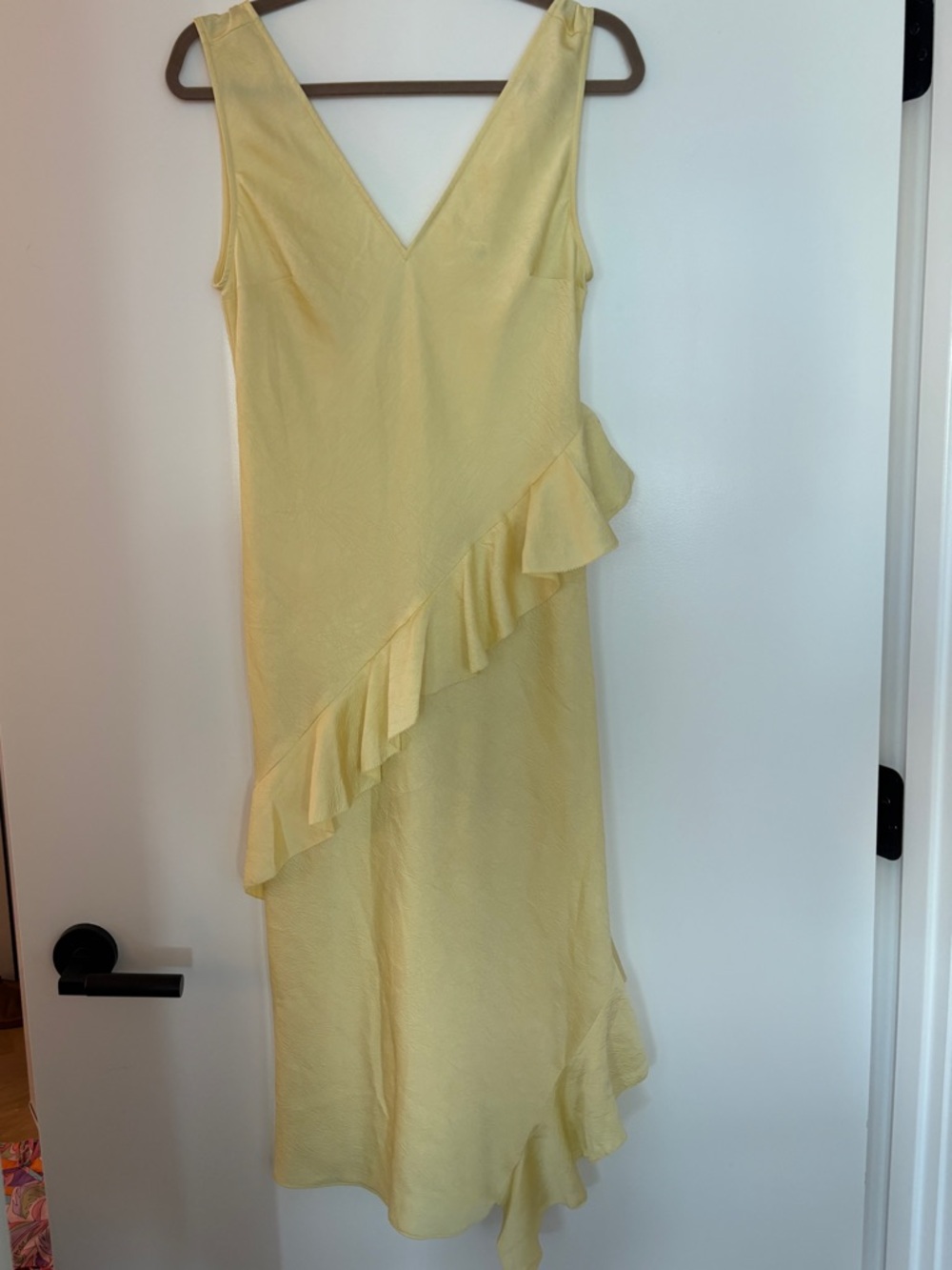 H&M Pale Yellow Ruffle Midi Dress